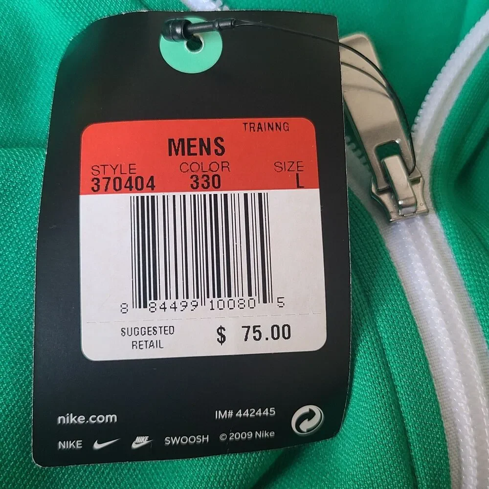 Nike Sportswear Mens Large Track Jacket Green Yellow Full Zip NWT 2009 370404